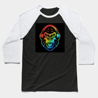 angry-gorilla-headphone-colorful-illustration Baseball T-Shirt